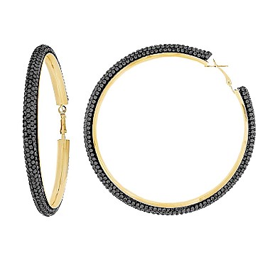 TRENDY 8CM RHINESTONE HOOP EARRINGS