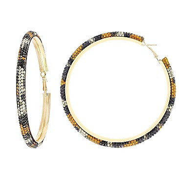 TRENDY 8CM RHINESTONE HOOP EARRINGS