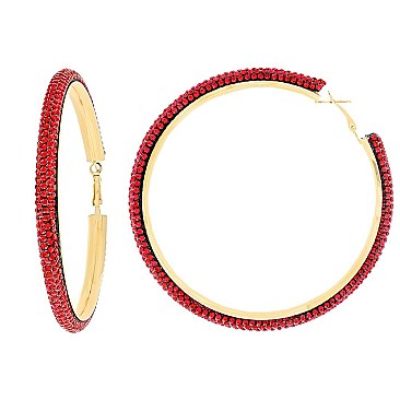 TRENDY 8CM RHINESTONE HOOP EARRINGS