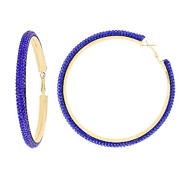 TRENDY 8CM RHINESTONE HOOP EARRINGS