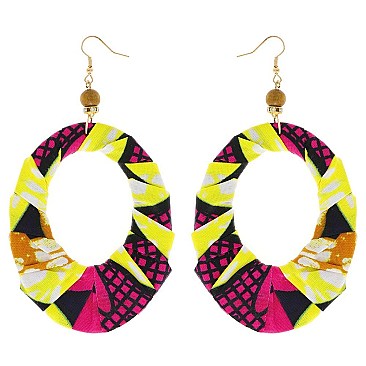 ENCHANTING AFRICAN PRINT FABRIC FISH HOOK EARRING