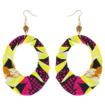 ENCHANTING AFRICAN PRINT FABRIC FISH HOOK EARRING