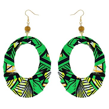 ENCHANTING AFRICAN PRINT FABRIC FISH HOOK EARRING