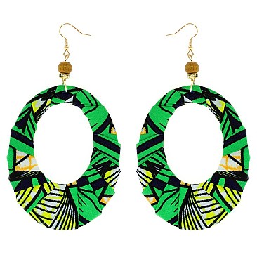 ENCHANTING AFRICAN PRINT FABRIC FISH HOOK EARRING