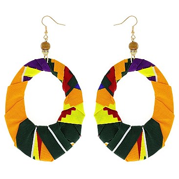 ENCHANTING AFRICAN PRINT FABRIC FISH HOOK EARRING