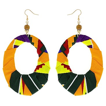 ENCHANTING AFRICAN PRINT FABRIC FISH HOOK EARRING