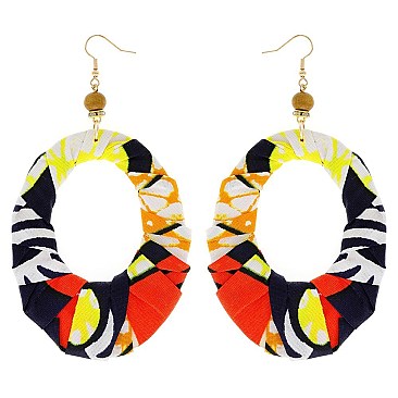 ENCHANTING AFRICAN PRINT FABRIC FISH HOOK EARRING