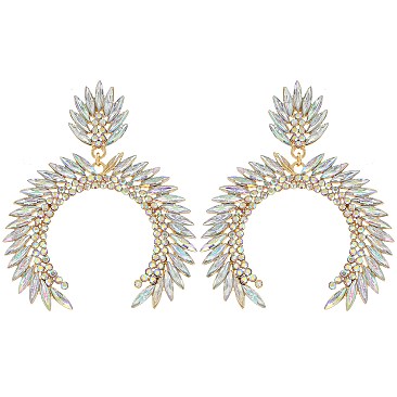 TRENDY CRYSTAL LEAF CLUSTER ARCH EARRINGS