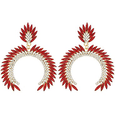 TRENDY CRYSTAL LEAF CLUSTER ARCH EARRINGS