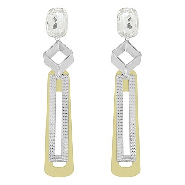 TRENDY METAL DANGLE EARRINGS
