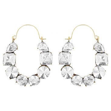 STYLISH GEM STONE HOOP EARRINGS