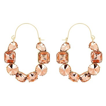 STYLISH GEM STONE HOOP EARRINGS
