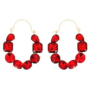 STYLISH GEM STONE HOOP EARRINGS