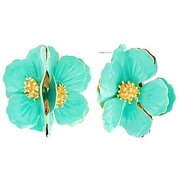 STYLISH GOLDEN STAMEN FLOWER POST EARRINGS