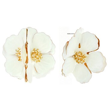 STYLISH GOLDEN STAMEN FLOWER POST EARRINGS