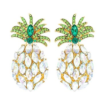 LOVELY PINEAPPLE GEM POST EARRINGS