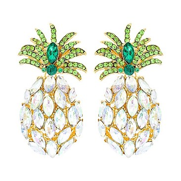 LOVELY PINEAPPLE GEM POST EARRINGS