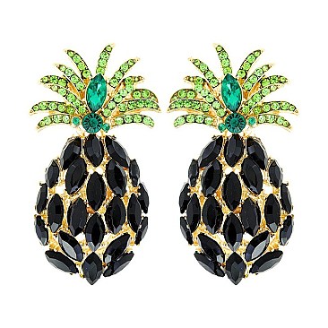 LOVELY PINEAPPLE GEM POST EARRINGS