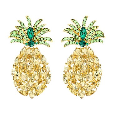 LOVELY PINEAPPLE GEM POST EARRINGS