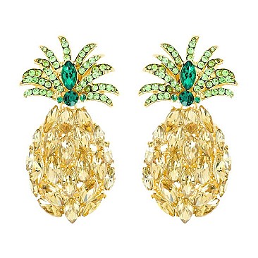 LOVELY PINEAPPLE GEM POST EARRINGS