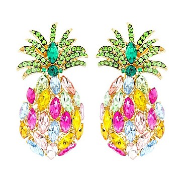 LOVELY PINEAPPLE GEM POST EARRINGS