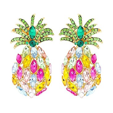 LOVELY PINEAPPLE GEM POST EARRINGS