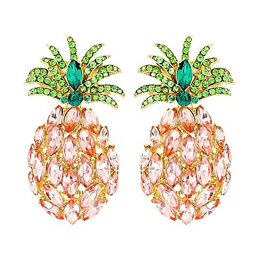 LOVELY PINEAPPLE GEM POST EARRINGS