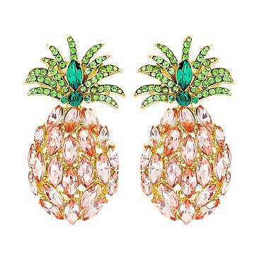 LOVELY PINEAPPLE GEM POST EARRINGS