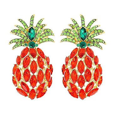 LOVELY PINEAPPLE GEM POST EARRINGS