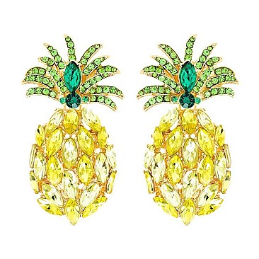 LOVELY PINEAPPLE GEM POST EARRINGS