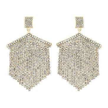 FASHION CRYSTAL RHINESTONE FRINGE DROP POST EARRINGS