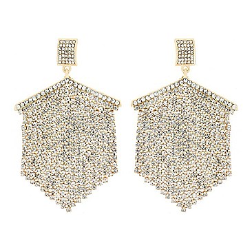 FASHION CRYSTAL RHINESTONE FRINGE DROP POST EARRINGS