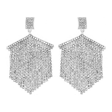 FASHION CRYSTAL RHINESTONE FRINGE DROP POST EARRINGS