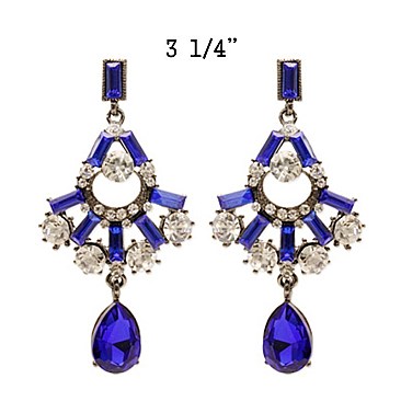 Fashionable Dangling Rhinestone Earring w/ Teardrop SLEY1427