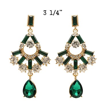 Fashionable Dangling Rhinestone Earring w/ Teardrop SLEY1427