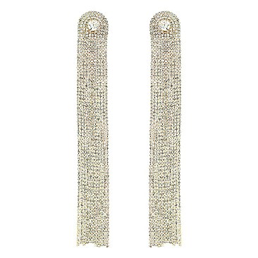 TRENDY CRYSTAL RHINESTONE FRINGE DROP EARRINGS