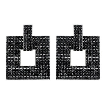 FASHION CRYSTAL RHINESTONE SQUARE DROP EARRINGS