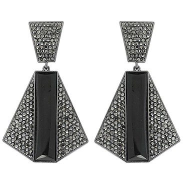 Vintage Glam Crystal Pyramid Drop Earrings