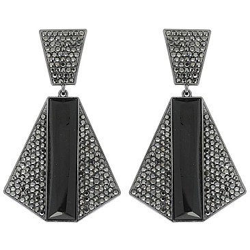 Vintage Glam Crystal Pyramid Drop Earrings