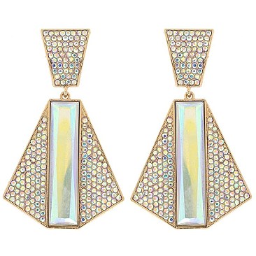 Vintage Glam Crystal Pyramid Drop Earrings