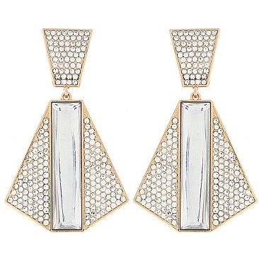 Vintage Glam Crystal Pyramid Drop Earrings