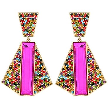 Vintage Glam Crystal Pyramid Drop Earrings
