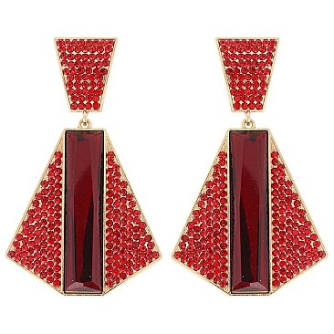 Vintage Glam Crystal Pyramid Drop Earrings