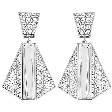 Vintage Glam Crystal Pyramid Drop Earrings