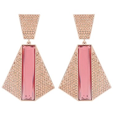 Vintage Glam Crystal Pyramid Drop Earrings