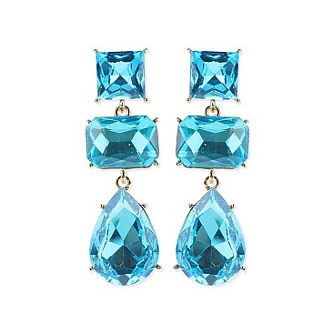 FASHIONABLE DANGLY STONE GEM DRESSY EARRINGS SLEY3645