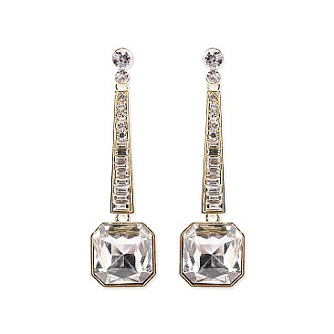 TRENDY SQUARE GEM DROP EARRINGS SLEY3656