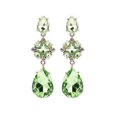 Fashionable Dangly Teardrop Gem Earrings SLEY3659