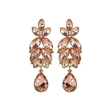 Leaf Cluster Marquise Gem with Dangly Teardrop Earrings SLEY4934