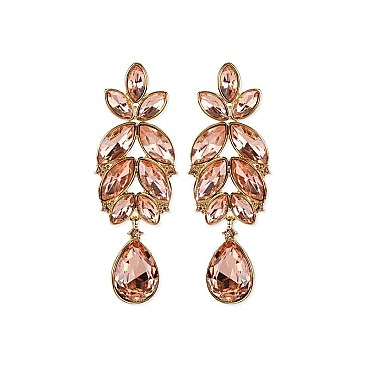 Leaf Cluster Marquise Gem with Dangly Teardrop Earrings SLEY4934